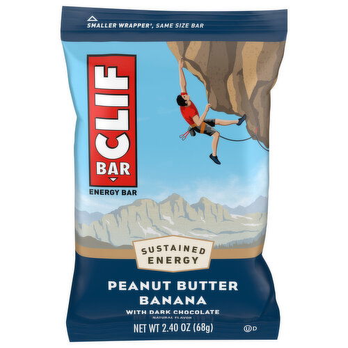 CLIF BAR - Peanut Butter Banana with Dark Chocolate Flavor - Made with Organic Oats - Energy Bars - Non-GMO - Plant Based Protein Bars (1 Count)