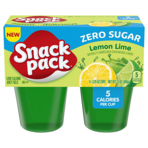 Snack Pack Juicy Gels, Low Calorie, Zero Sugar, Lemon Lime - 4 Each Image 1 of 3