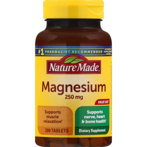 Nature Made Magnesium, 250 mg, Tablets, Value Size