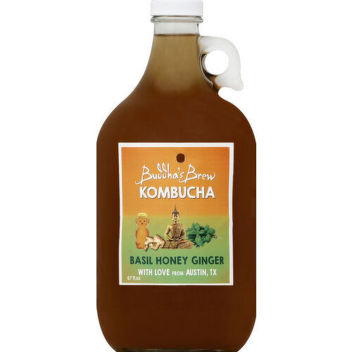 Buddhas Brew Kombucha, Basil Honey Ginger