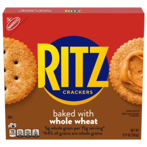 RITZ Whole Wheat Crackers, Snacks for Kids and Adults, Lunch Snacks