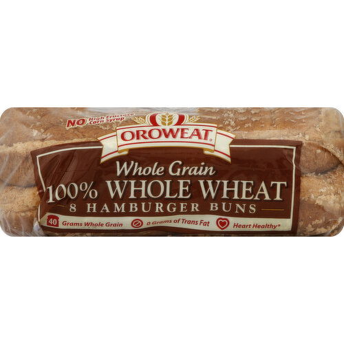 OROWEAT Hamburger Buns, 100% Whole Wheat