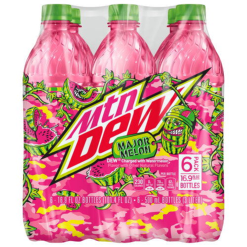 Mtn Dew Soda, Major Melon, 6 Pack