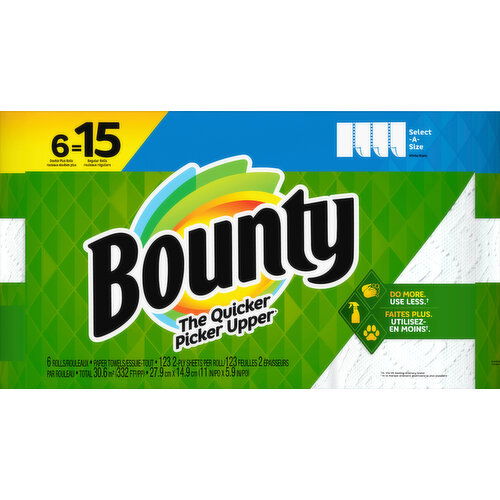 Bounty Paper Towels, Select-A-Size, Double Plus Rolls, White, 2-Ply