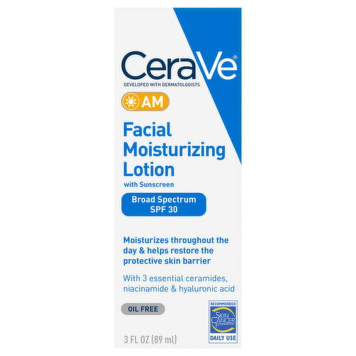 CeraVe Facial Moisturizing Lotion, Broad Spectrum SPF 30, AM - 3 Fluid Ounce