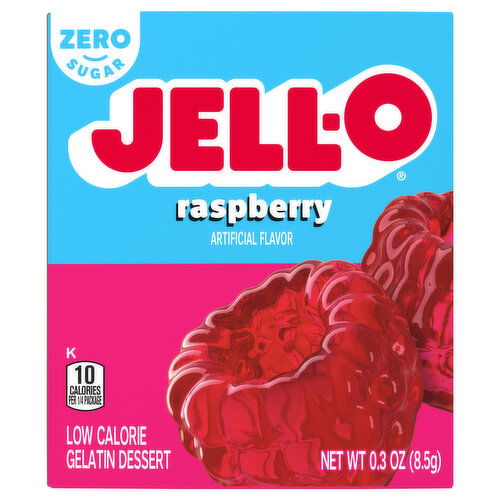 Jell-O Gelatin Dessert, Low Calorie, Zero Sugar, Raspberry