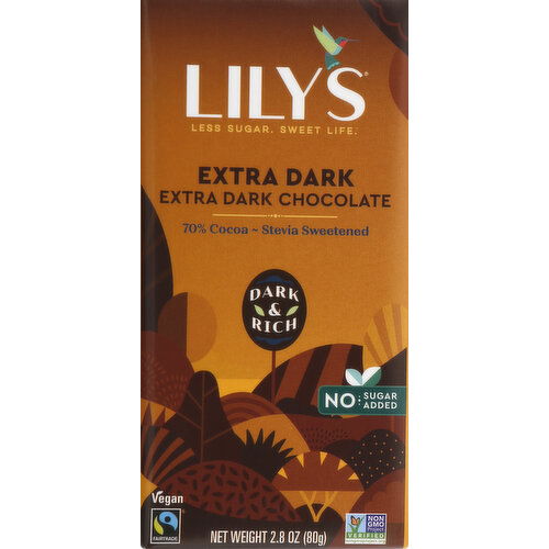 Lilys Dark Chocolate, Extra Dark, 70% Cocoa