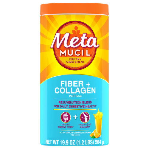 Metamucil Fiber + Collagen Peptides, Ultra Smooth Orange Flavored