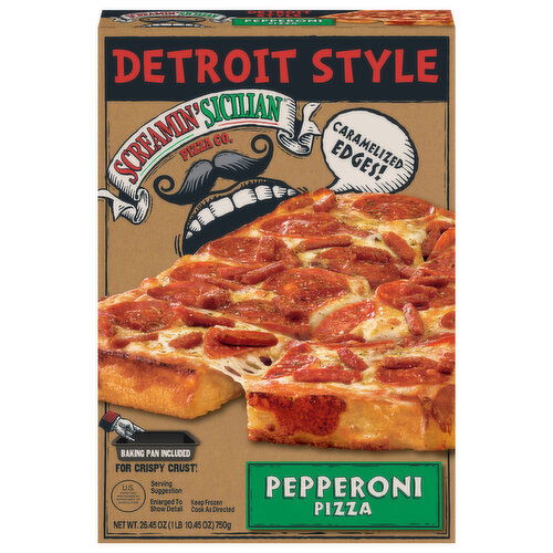 Screamin' Sicilian Pizza Co. Pizza, Pepperoni, Detroit Style