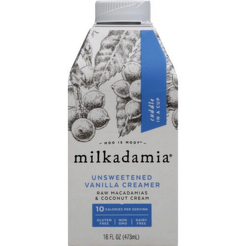 Milkadamia Creamer, Unsweetened, Vanilla