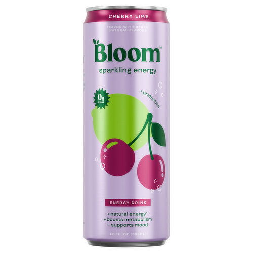 Bloom Energy Drink, Cherry Lime, Sparkling