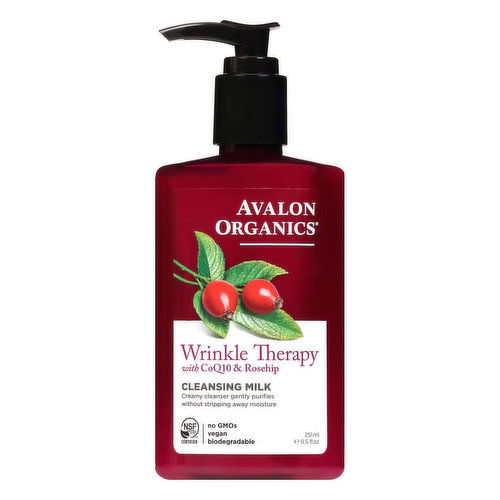 Avalon Organics Wrinkle Therapy with CoQ10 & Rosehip Cleansing Milk - 8.5 Fluid Ounce
