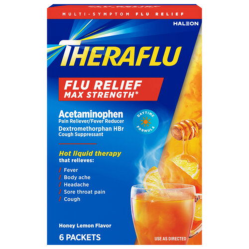 Theraflu Flu Relief, Multi-Symptom, Max Strength, Honey Lemon Flavor