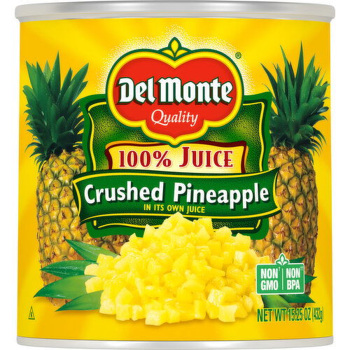 Del Monte Crushed Pineapple, 100% Juice