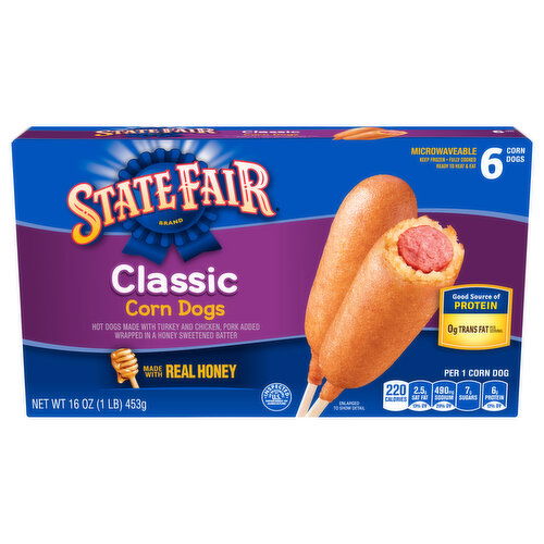 State Fair 6 Count Frozen State Fair Classic Corn Dogs - 16 Ounce