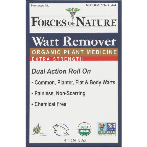 Forces of Nature Wart Remover, Organic, Extra Strength