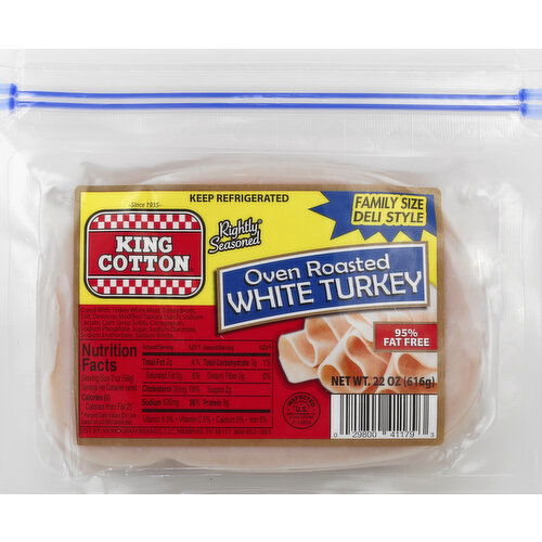 King Cotton Turkey, White, Oven Roasted, Deli Style, Family Size