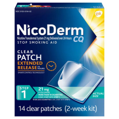 NicoDerm CQ Stop Smoking Aid, Clear Patch