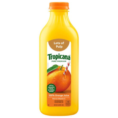 Tropicana 100% Orange Juice, Lots of Pulp