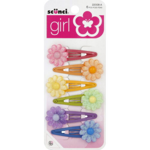 Scunci Barrettes, Assorted Colors - 6 Each