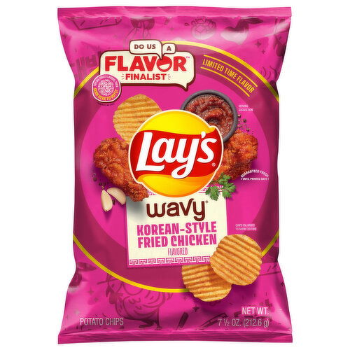 Lay's Potato Chips, Wavy, Korean-Style Fried Chicken Flavored - 7.5 Ounce