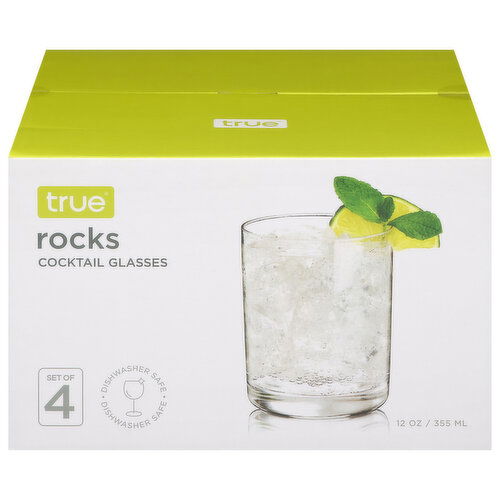 True Cocktail Glasses, Rocks - 4 Each