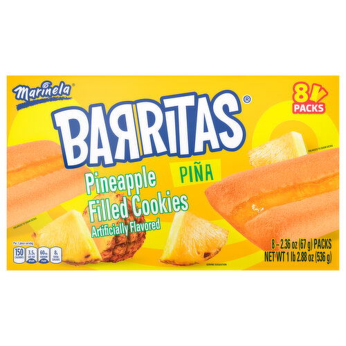 Marinela Cookies, Pineapple Filled, 8 Packs