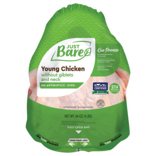 Just Bare Young Chicken without Giblets and Neck - 64 Ounce