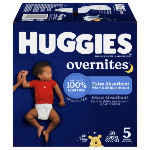 Huggies Overnight Disney Baby Size 5 Diapers (27+ lbs (12+ kg)) - 50 Each
