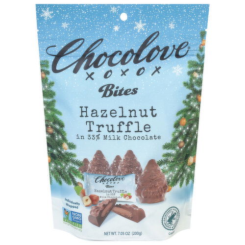 Chocolove Hazelnut Truffle, Bites, in 33% Milk Chocolate