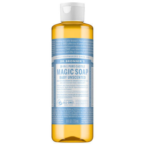 Dr. Bronner's Magic Soap, Pure-Castile, 18-in-1, Baby, Unscented