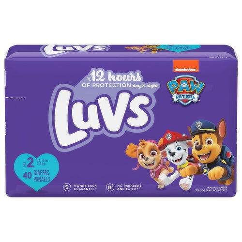 Luvs Diapers, Paw Patrol, Size 2 (12-18 lb), Jumbo Pack