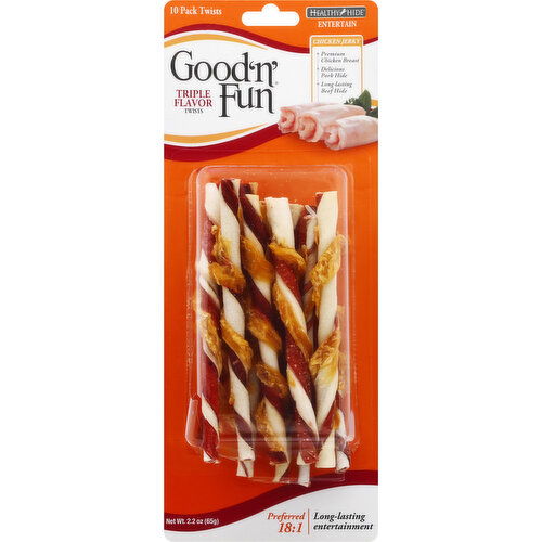 Good N Fun Dog Treats, Gourmet, Triple Flavor, Twists