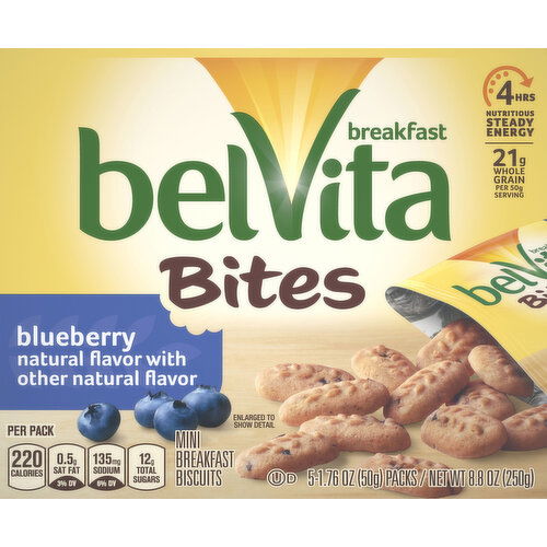 belVita Breakfast Biscuits, Blueberry, Bites, Mini