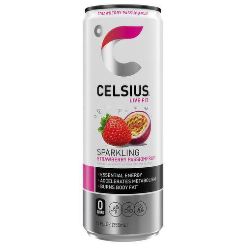 Celsius Energy Drink, Sparkling, Strawberry Passionfruit