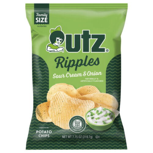 Utz Potato Chips, Ripples, Sour Cream & Onion, Family Size