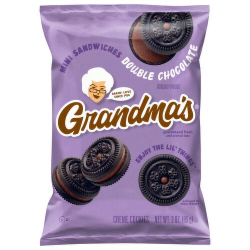 Grandma's Creme Cookies, Double Chocolate, Mini Sandwiches - 3 Ounce