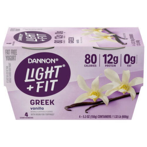 Dannon Fat Free Greek Vanilla Yogurt - 4 Each