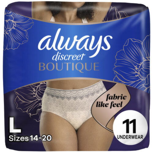 Always Discreet Boutique Incontinence Underwear, Maximum Protection, L, Rosy - 11 Each