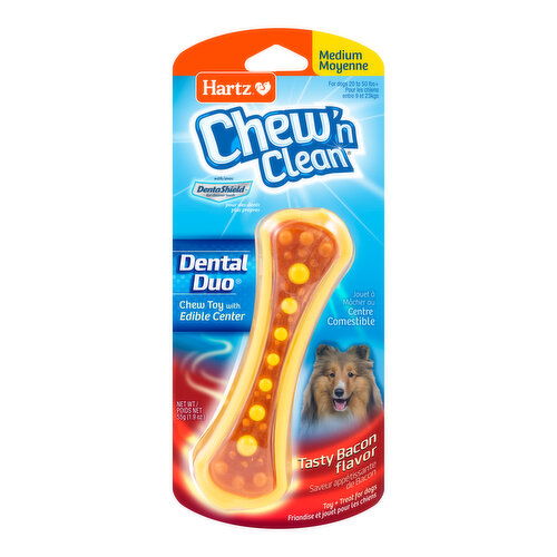 Hartz Hartz Chew'n Clean For Dogs Toy + Treat Medium Bacon