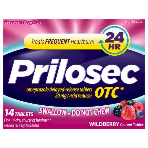 Prilosec OTC Acid Reducer, Omeprazole, 20 mg, Delayed-Release Tablets, Wildberry