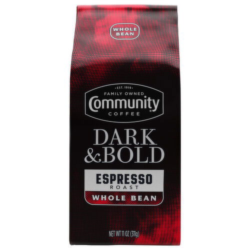 Community Coffee Dark & Bold Espresso Extra Dark Roast Whole Beans - 11 Ounce