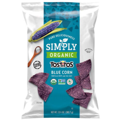 Tostitos Tortilla Chips, with Sea Salt, Organic, Blue Corn