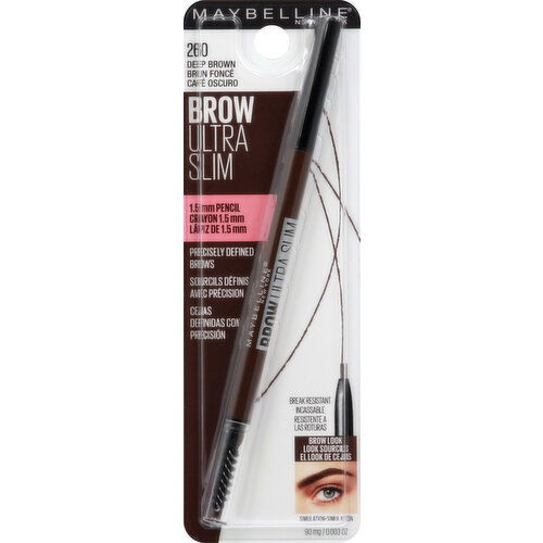 maybelline Defining Pencil, Brow Ultra Slim, Deep Brown 260 - 0.003 Ounce