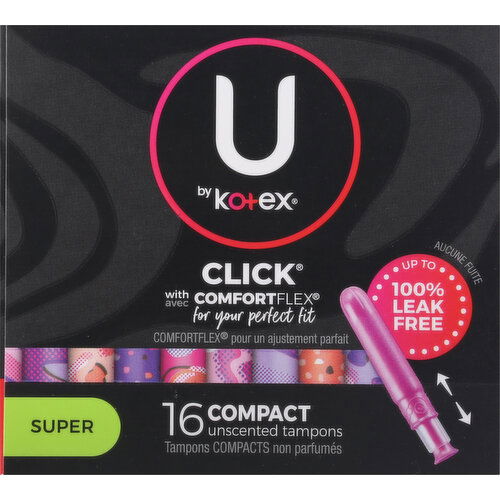 U by Kotex Tampons, Compact, Super, Unscented