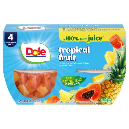 Dole in 100% Fruit Juice Tropical Fruit - 4 Each