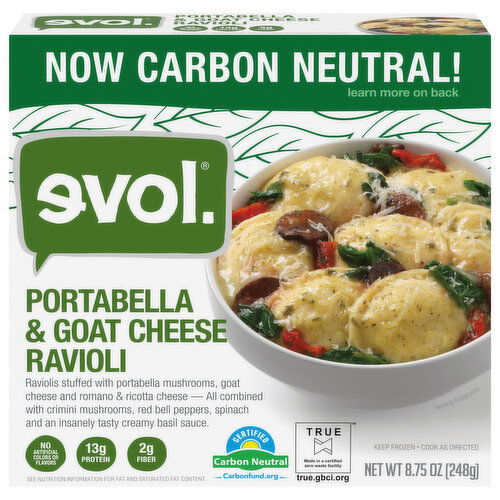 Evol. Ravioli, Portabella & Goat Cheese