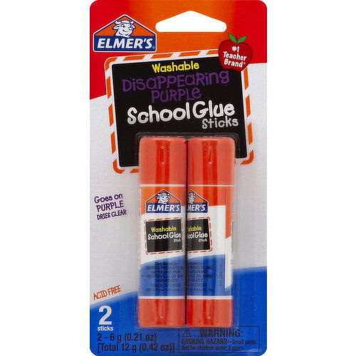 Elmer's School Glue Sticks, Washable, Disappearing Purple