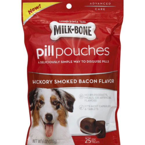 Milk-Bone Dog Treats, Hickory Smoked Bacon Flavor, Pill Pouches