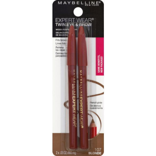 maybelline Eye & Brow Pencil, Twin, Blonde 107 - 2 Each